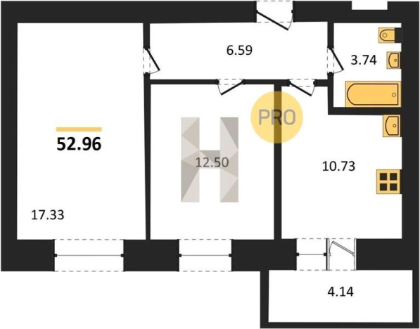 Купить двухкомнатную квартиру в ЖК Znak (Знак) в Удмуртской Республике. Вариант № 65517, 0, площадь -  квм, цена 5301296 рублей