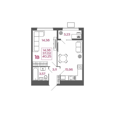 Купить однокомнатную квартиру в ЖК Жилой комплекс "Новобережье" в Пензенской области. Вариант № 2351897, 0, площадь -  квм, цена 3743250 рублей