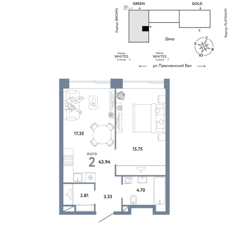 Купить двухкомнатную квартиру в ЖК Republic в Москве. Вариант № 124897, 0, площадь -  квм, цена 49097400 рублей