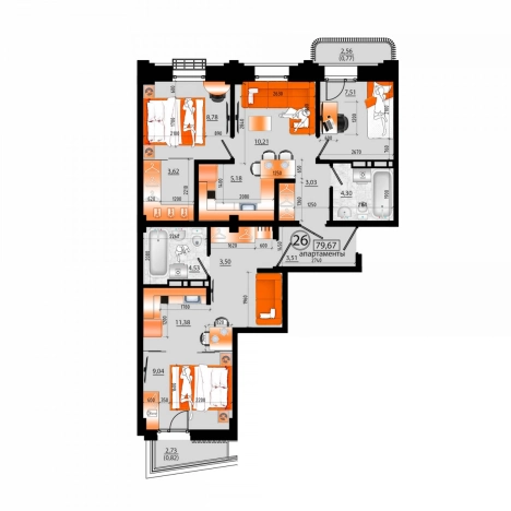 Купить трехкомнатную квартиру в районе Ленинский в Владивостоке. Вариант № 6056811, 0, площадь -  квм, цена 16332350 рублей
