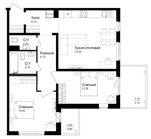 . Вариант № 7829250, 0, площадь - 68.5 квм, цена 9295000 рублей