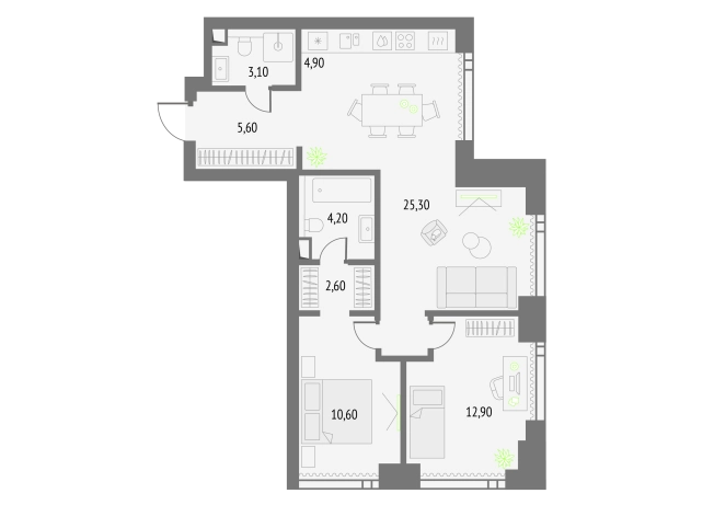 . Вариант № 150865, 0, площадь - 70.2 квм, цена 38014364 рублей