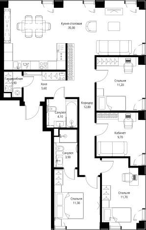 Купить четырехкомнатную квартиру в районе Можайский в Москве. Вариант № 10380630, 0, площадь -  квм, цена 58745600 рублей