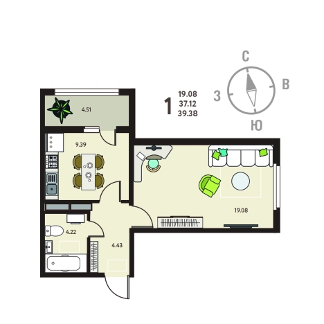 Купить квартиру на вторичке на улице Советская в Воронежской области. Вариант № 7806103, 0, площадь -  квм, цена 4233350 рублей