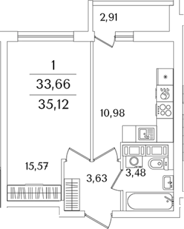 Купить однокомнатную квартиру в новостройках в ЖК Лайнеръ в Санкт-Петербурге. Вариант № 6832720, 0, площадь -  квм, цена 9319447 рублей