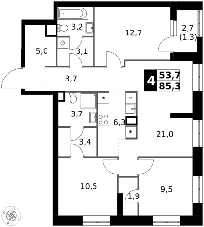 Купить квартиру в новостройках у метро Щелковская в Москве. Вариант № 9716377, 0, площадь -  квм, цена 25871490 рублей