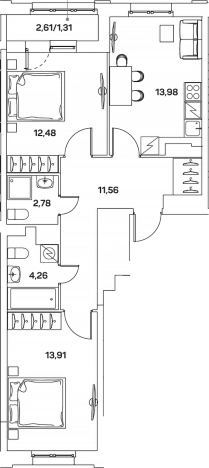 Купить двухкомнатную квартиру в новостройках в ЖК Аквилон Beside 2.0 в Москве. Вариант № 3586470, 0, площадь -  квм, цена 19604744 рублей