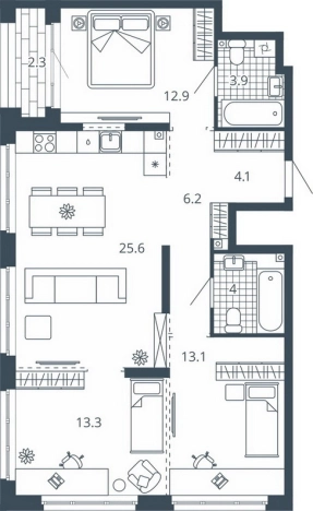 Купить двухкомнатную квартиру в ЖК Жилой комплекс "Scala city" в Пензе. Вариант № 134966, 0, площадь -  квм, цена 9615200 рублей