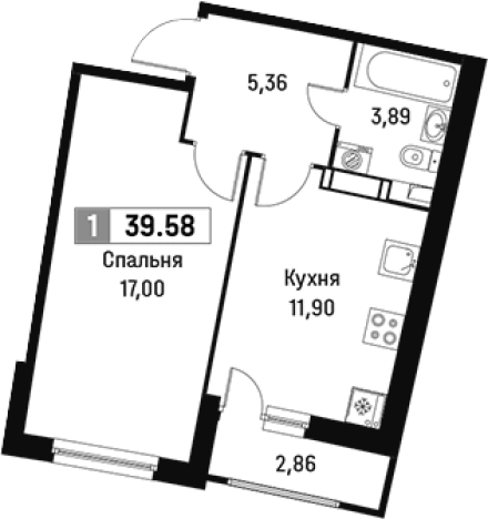Купить однокомнатную квартиру у метро Девяткино в Мурине. Вариант № 6212486, 0, площадь -  квм, цена 6074263 рублей