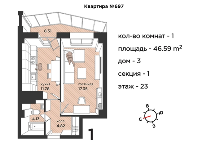 Купить квартиру в новостройках в Калининграде. Вариант № 49186, 4, площадь -  квм, цена 5400000 рублей