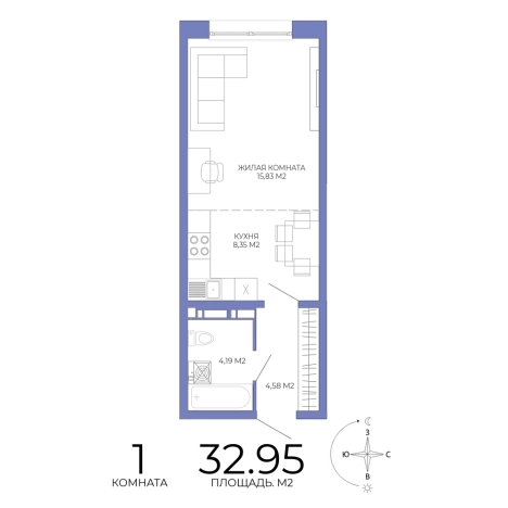 Купить однокомнатную квартиру на улице Побочинская в Пензе. Вариант № 127884, 0, площадь -  квм, цена 3031400 рублей