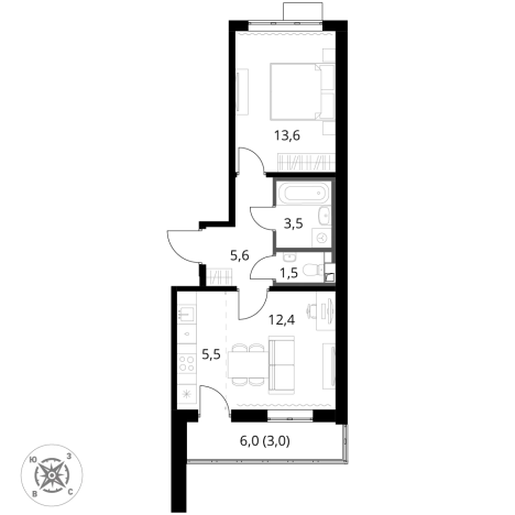 Купить двухкомнатную квартиру в ЖК 1-й Шереметьевский в Химках. Вариант № 9825896, 0, площадь -  квм, цена 17082800 рублей