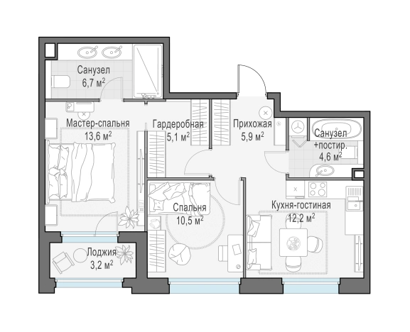 Купить двухкомнатную квартиру в новостройках в ЖК Белый Grad в Мытищах. Вариант № 166348, 0, площадь -  квм, цена 13510000 рублей
