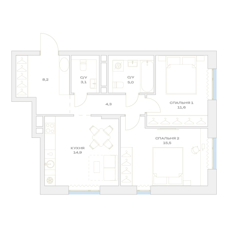 Купить двухкомнатную квартиру у метро Аэропорт Внуково в Москве. Вариант № 3971047, 0, площадь -  квм, цена 15117400 рублей