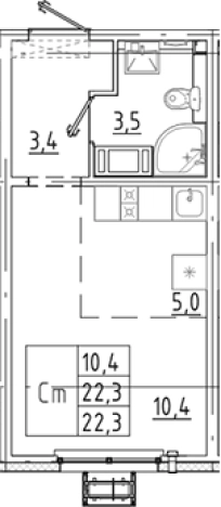 Купить Студию на улице Петровский бульвар в Мурине. Вариант № 8085804, 0, площадь - квм, цена 3952964 рублей