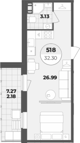 . Вариант № 6855518, 0, площадь - 30.12 квм, цена 12616380 рублей