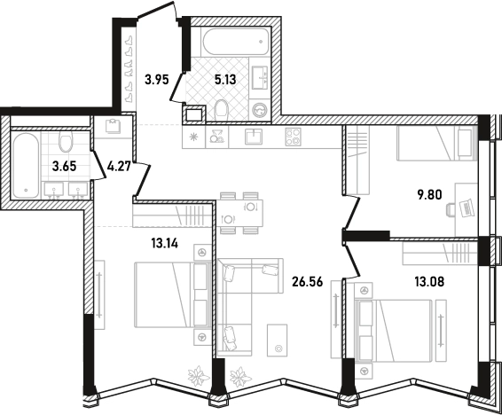 Купить трехкомнатную квартиру в ЖК Republic в Москве. Вариант № 131666, 0, площадь -  квм, цена 52284060 рублей