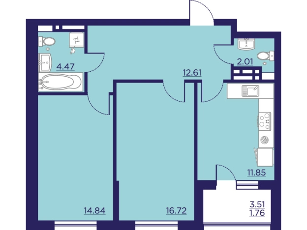Купить двухкомнатную квартиру в ЖК Городские Сады в Воронеже. Вариант № 103165, 0, площадь -  квм, цена 9626148 рублей