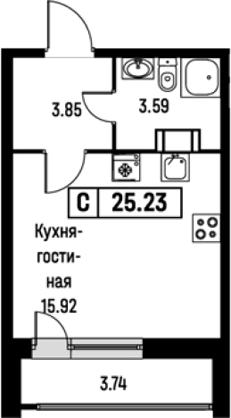 Купить Студию на улице Екатерининская в Мурине. Вариант № 8062411, 0, площадь -  квм, цена 5087673 рублей