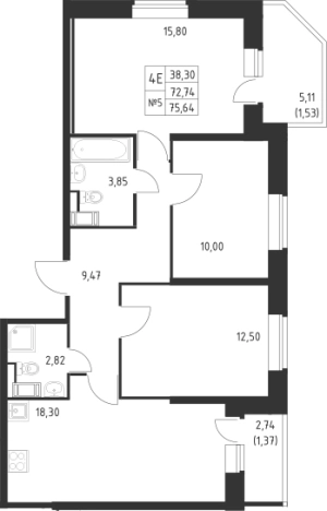 Купить многокомнатную квартиру в ЖК Живи! В Рыбацком в Санкт-Петербурге. Вариант № 6632174, 0, площадь -  квм, цена 20952538 рублей