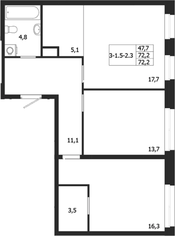 . Вариант № 6851394, 0, площадь - 72.2 квм, цена 58592482 рублей