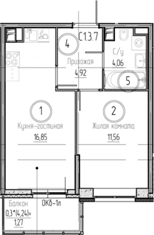 Купить двухкомнатную квартиру в Микрорайоне Новый Оккервиль, Кудрово в Кудрове. Вариант № 8930974, 0, площадь -  квм, цена 6321157 рублей