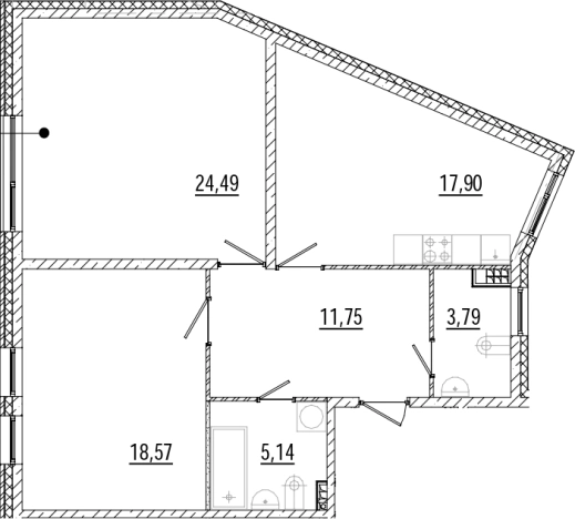 Купить двухкомнатную квартиру в новостройках у метро Горьковская в Санкт-Петербурге. Вариант № 1795404, 0, площадь -  квм, цена 34154500 рублей