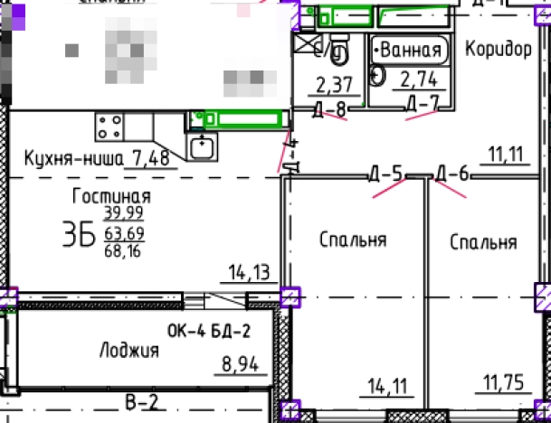 Купить трехкомнатную квартиру в Республике Татарстан (татарстан). Вариант № 139963, 1, площадь -  квм, цена 9447930 рублей