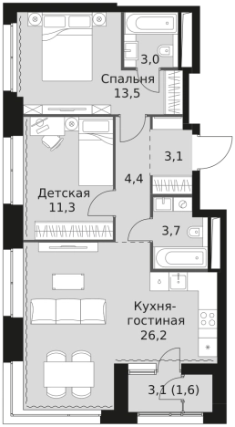 Купить квартиру в ЖК Sky Garden в Москве. Вариант № 182906, 0, площадь -  квм, цена 30734680 рублей