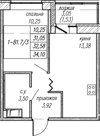 . Вариант № 8064233, 0, площадь - 31.05 квм, цена 5624351 рублей
