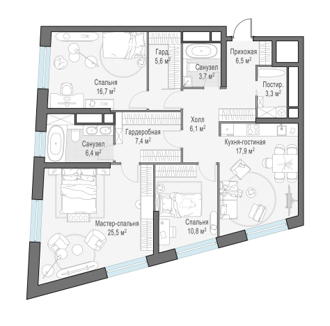Купить квартиру в новостройках в ЖК КутузовGRAD II в Москве. Вариант № 62972, 0, площадь -  квм, цена 43650000 рублей