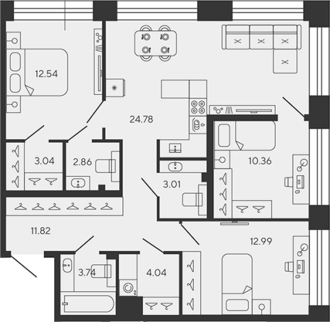 Купить многокомнатную квартиру в ЖК BASHNI ELEMENT в Санкт-Петербурге. Вариант № 8340416, 0, площадь -  квм, цена 38053106 рублей