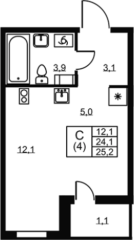 Купить Студию в ЖК Ермак в Ленинградской области. Вариант № 6609614, 0, площадь -  квм, цена 3951000 рублей