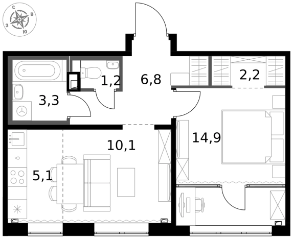 Купить двухкомнатную квартиру у метро Физтех в Химках. Вариант № 9712378, 0, площадь -  квм, цена 11597600 рублей