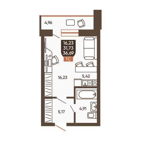 Купить однокомнатную квартиру в районе Калининский в Новосибирске. Вариант № 8881282, 0, площадь -  квм, цена 4950000 рублей