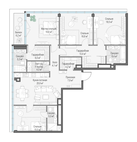 Купить квартиру в районе Хамовники в Москве. Вариант № 169090, 0, площадь -  квм, цена 476660000 рублей
