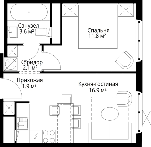 . Вариант № 6740079, 0, площадь - 36.3 квм, цена 11309628 рублей