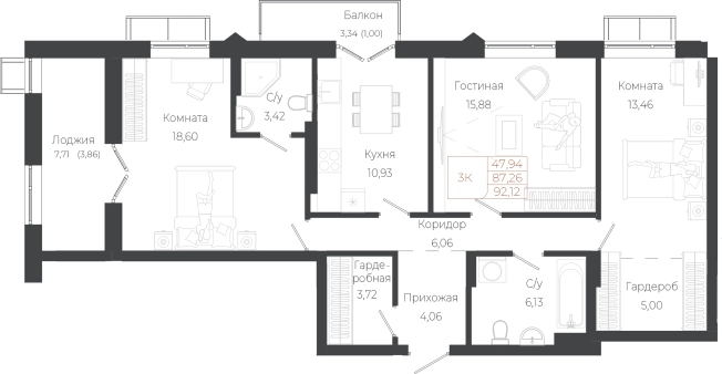 Купить трехкомнатную квартиру в новостройках на улице Южный тракт в Алтайском крае. Вариант № 7629851, 0, площадь -  квм, цена 19897920 рублей