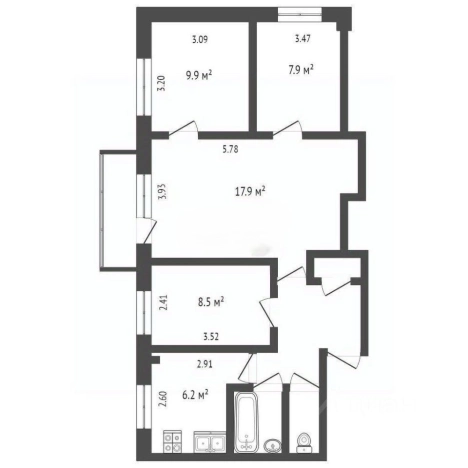Купить комнату в Калуге. Вариант № 9565208, 3, площадь -  квм, цена 500000 рублей