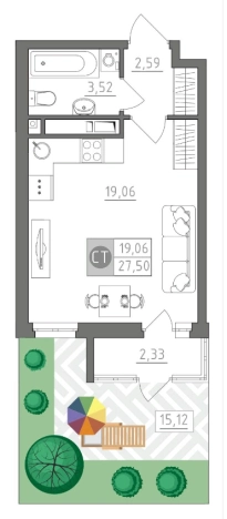 Купить Студию в Тульской области. Вариант № 71859, 0, площадь -  квм, цена 3134175 рублей