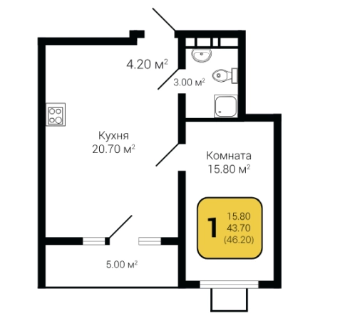 Купить однокомнатную квартиру на улице Остужева в Воронеже. Вариант № 93942, 0, площадь -  квм, цена 6438755 рублей