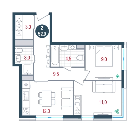 Купить двухкомнатную квартиру у метро Кантемировская в Москве. Вариант № 8949032, 0, площадь - квм, цена 18315496 рублей