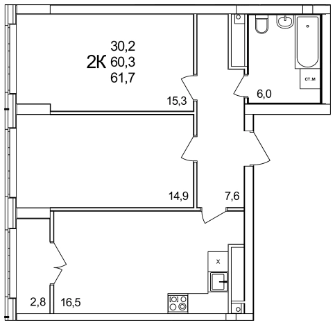 Купить двухкомнатную квартиру в ЖК Анкудиновский Парк в Нижегородской области. Вариант № 112621, 0, площадь -  квм, цена 8452900 рублей
