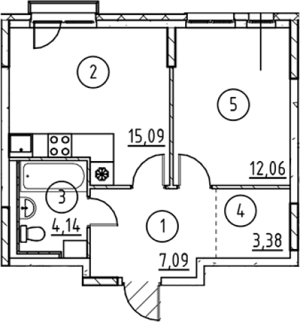 Купить двухкомнатную квартиру у метро Пролетарская в Ленинградской области. Вариант № 7975388, 0, площадь -  квм, цена 7341909 рублей