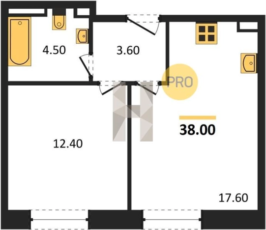 . Вариант № 70326, 0, площадь - 38 квм, цена 3190000 рублей