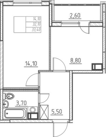 Купить однокомнатную квартиру в ЖК Огоньки в Всеволожске. Вариант № 7254817, 0, площадь -  квм, цена 4718000 рублей