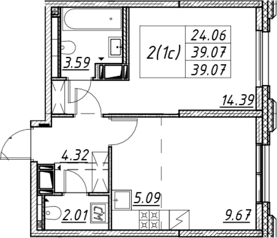 Купить двухкомнатную квартиру в новостройках у метро Елизаровская в Санкт-Петербурге. Вариант № 7849992, 0, площадь -  квм, цена 11384490 рублей