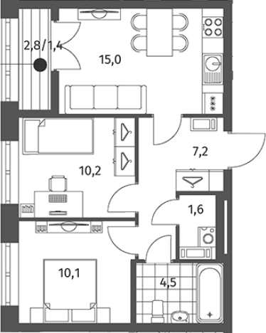 Купить квартиру в ЖК NEWПИТЕР в Ленинградской области. Вариант № 5259121, 0, площадь -  квм, цена 9181000 рублей