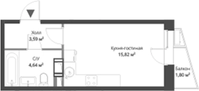 Купить Студию на улице Ларина в Сертолове. Вариант № 6057364, 0, площадь -  квм, цена 4089020 рублей