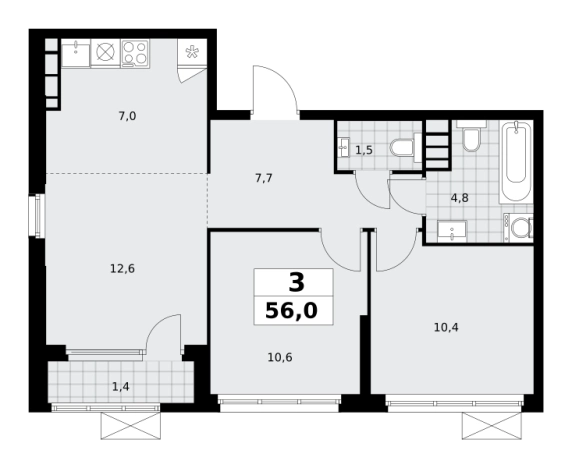 Купить квартиру в районе Южное Бутово в Москве. Вариант № 116718, 0, площадь -  квм, цена 22921920 рублей